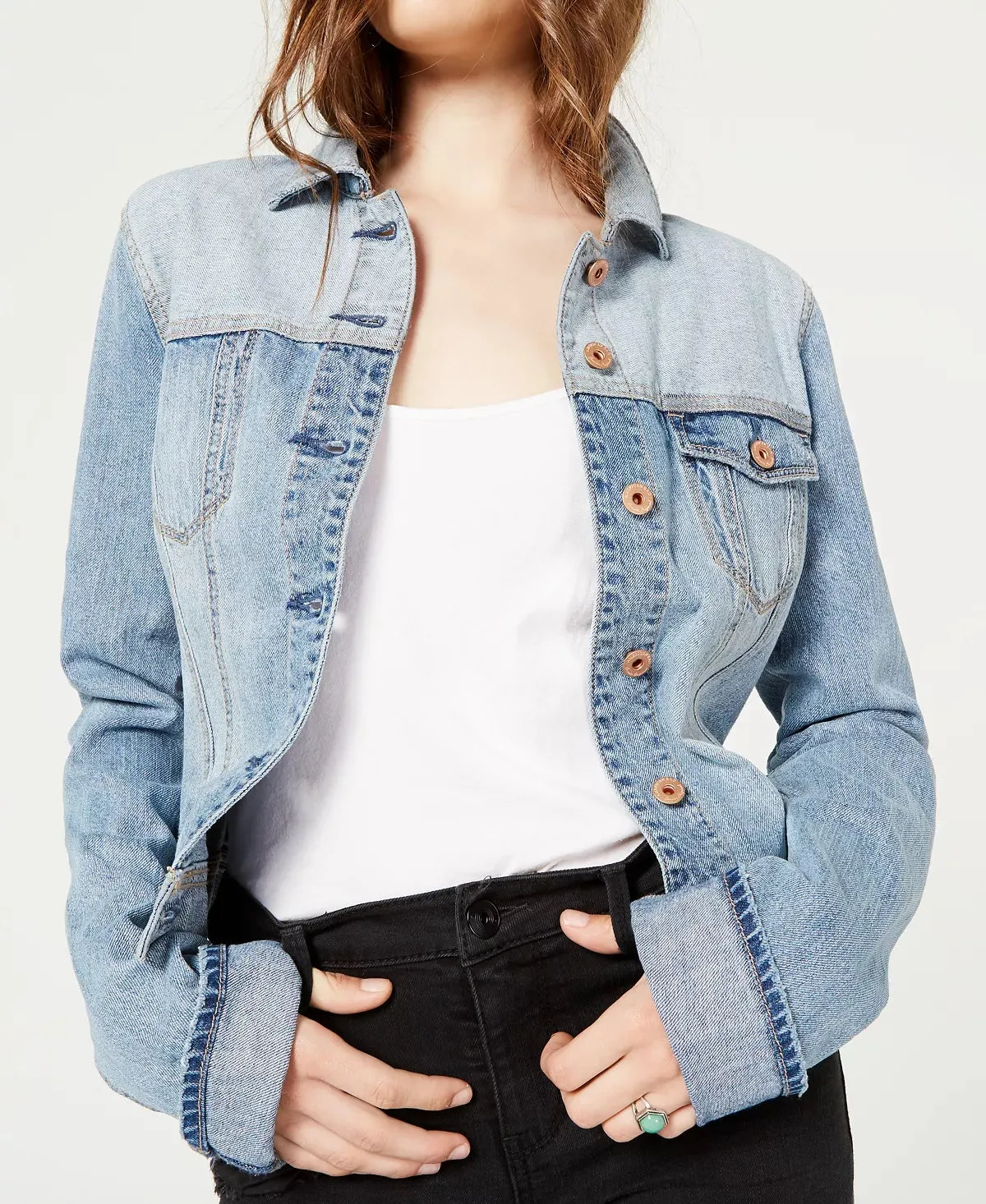 American Rag Junior's Cotton Two Tone Denim Jacket Blue