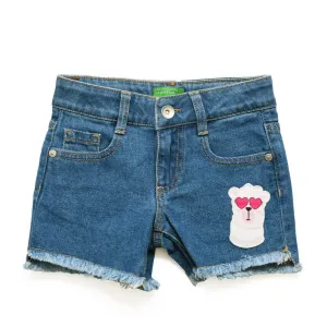 Blue Llama Applique Denim Shorts