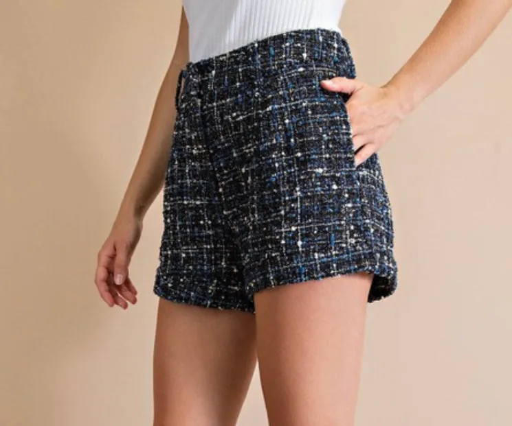 Boucle Shorts | Black & Blue