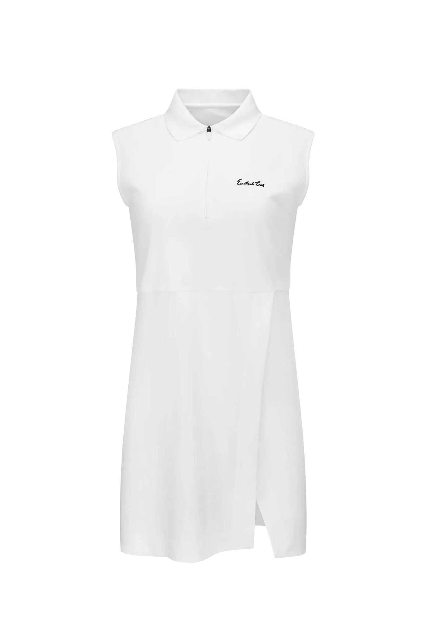 Bright White Women's Sleeveless Polo Slit Dress