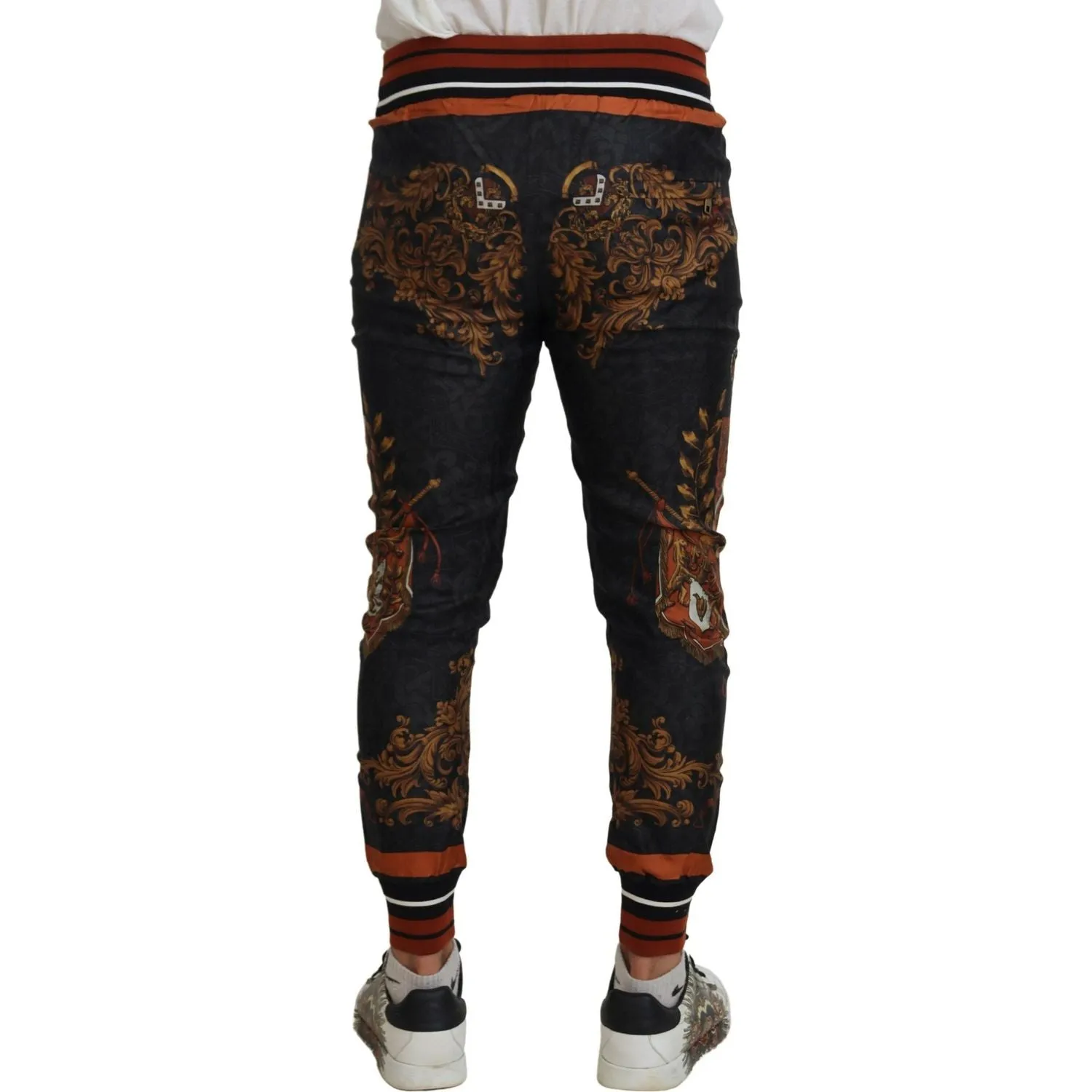 Dolce & Gabbana Baroque Crown Silk Sweatpants