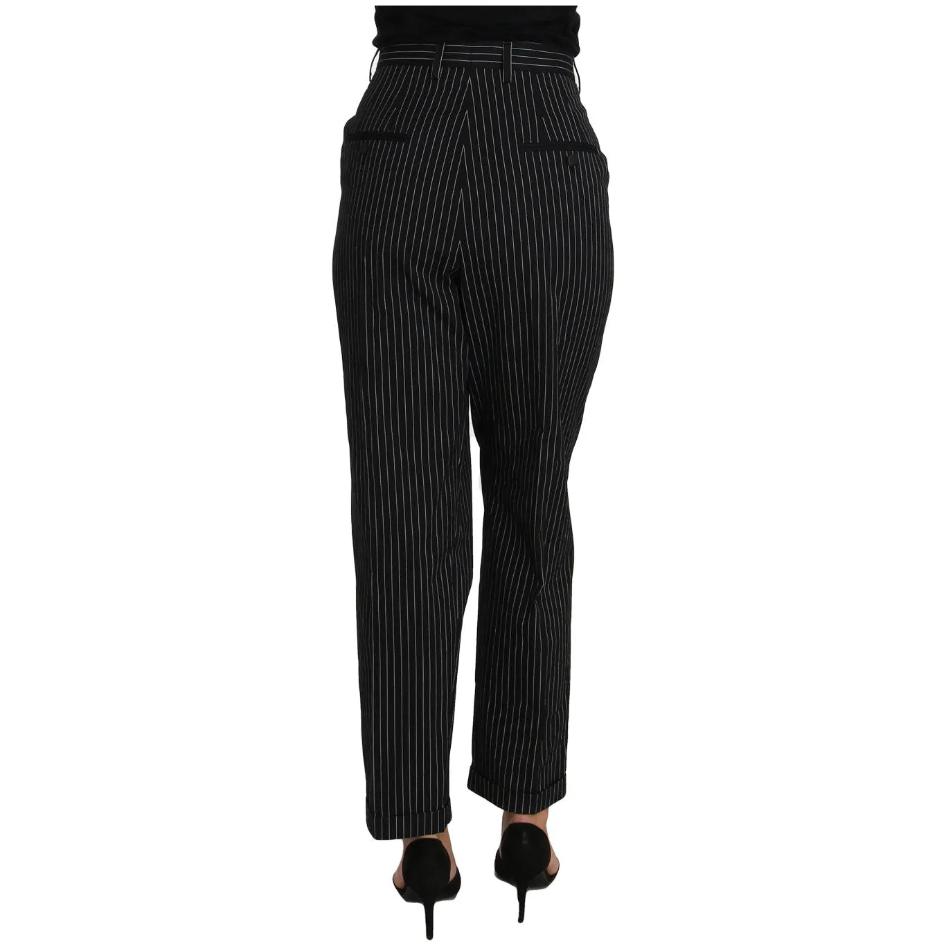 Dolce & Gabbana Elegant Black Pinstripe Dress Pants