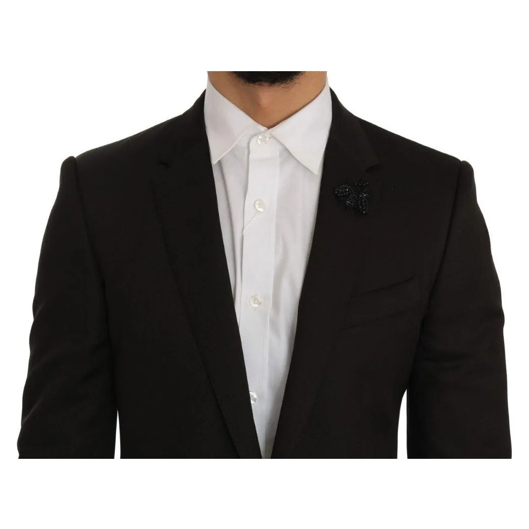 Dolce & Gabbana Elegant Brown Jacquard Martini Suit