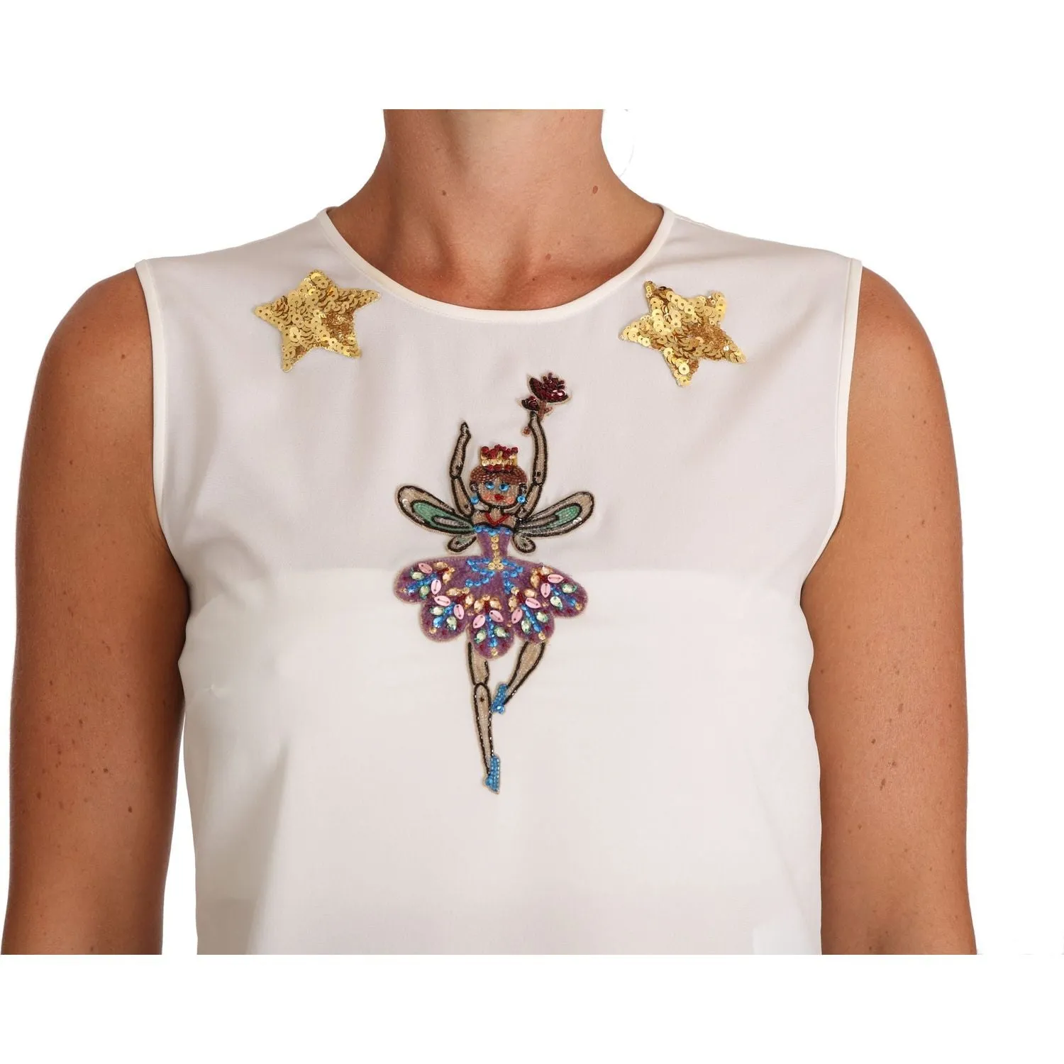 Dolce & Gabbana Enchanted Crystal-Embellished Silk Blouse