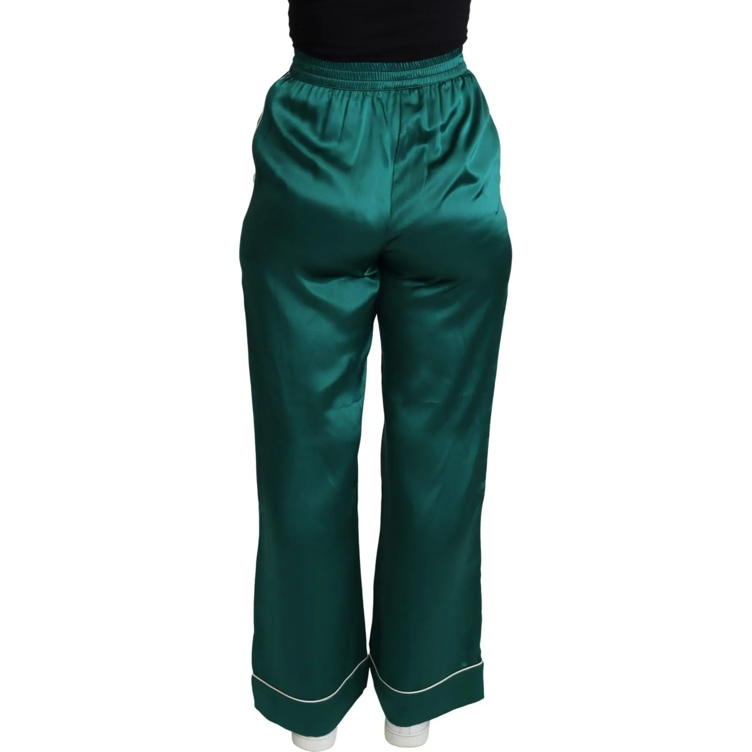 Dolce & Gabbana Exquisite Silk Pajama Trousers in Lush Green