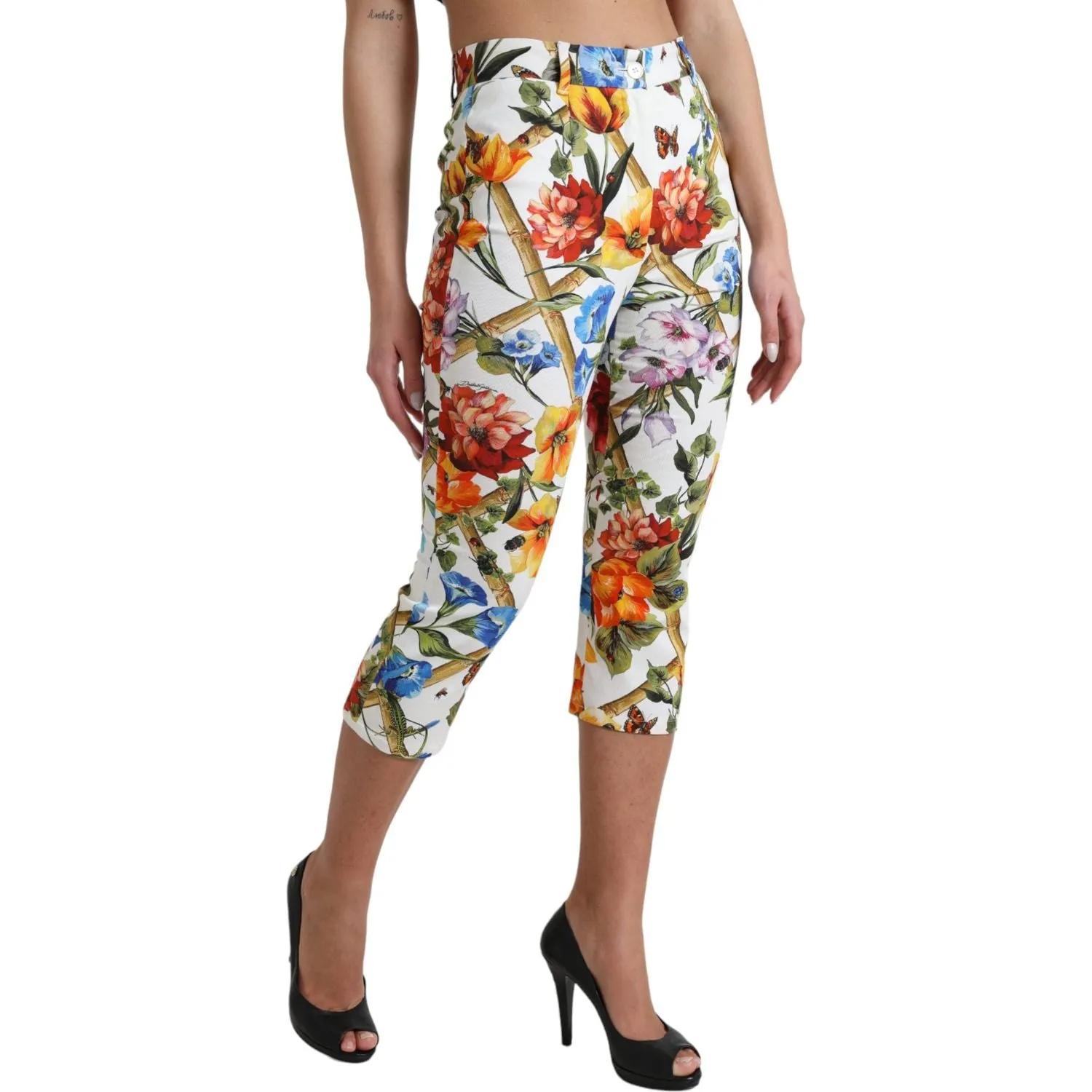 Dolce & Gabbana Floral High Waist Cropped Fashion Pants