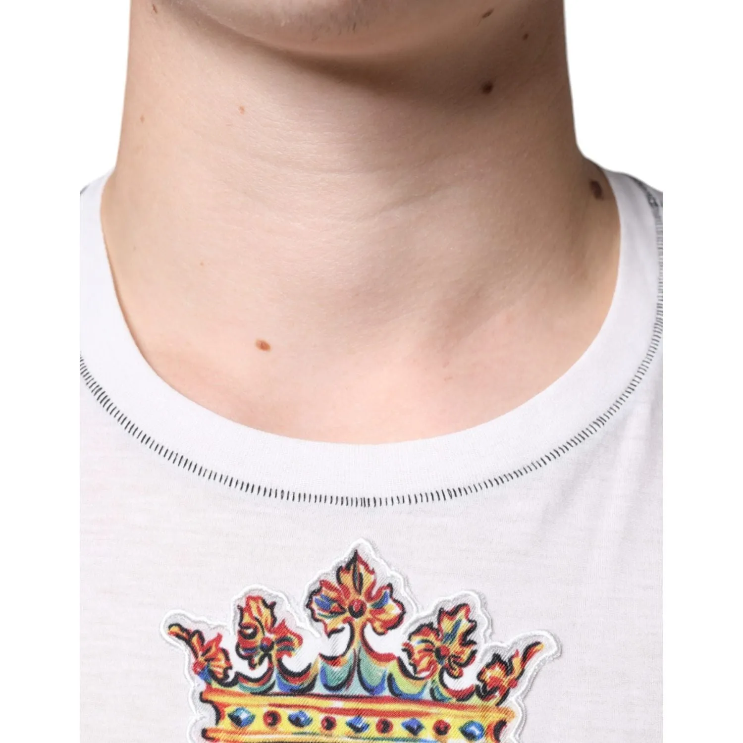 Dolce & Gabbana White Angel Crown Print Crew Neck T-shirt