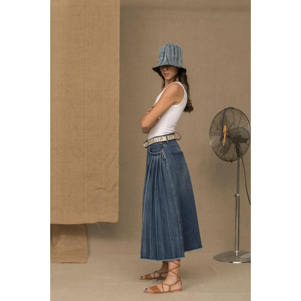 Don The Fuller Chic Blue Denim Pleated Skirt