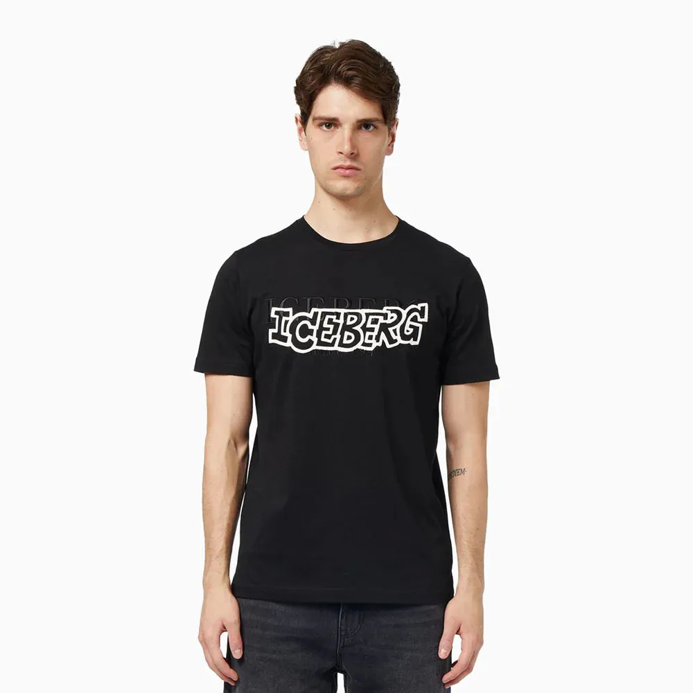 Embroidered Print Logo T-Shirt (Black) - I23F01563019000