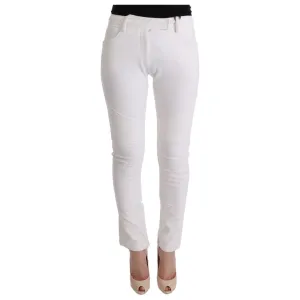 Ermanno Scervino Chic White Slim Fit Cotton Trousers