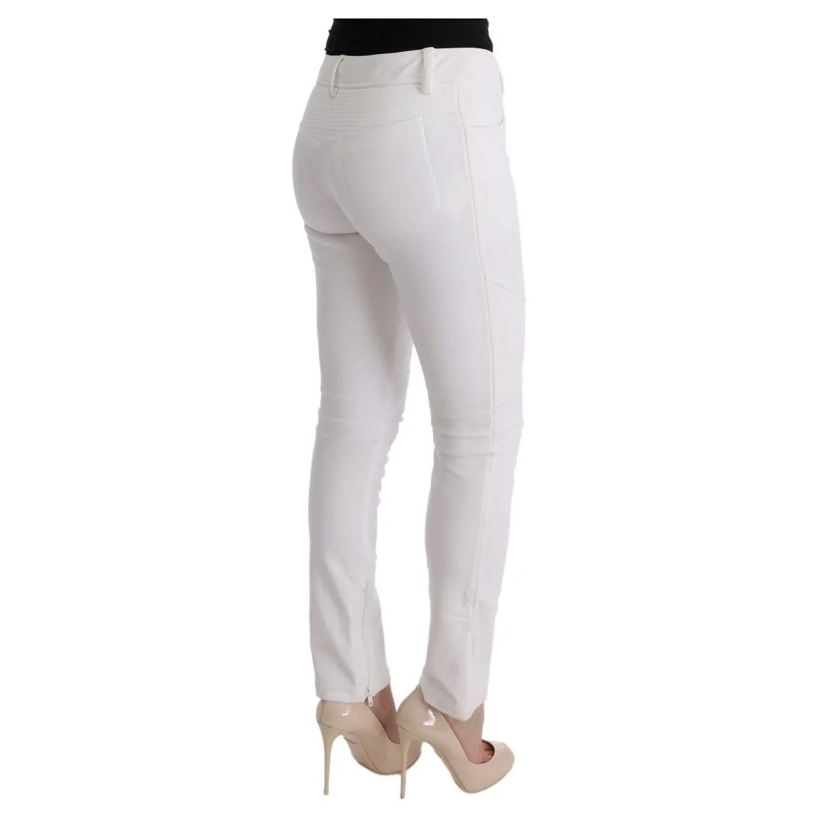 Ermanno Scervino Chic White Slim Fit Cotton Trousers