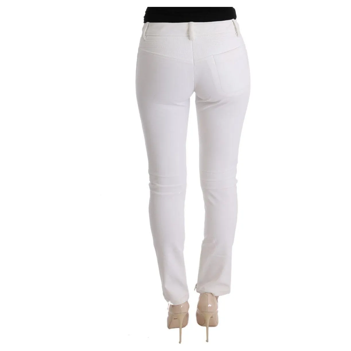 Ermanno Scervino Chic White Slim Fit Cotton Trousers