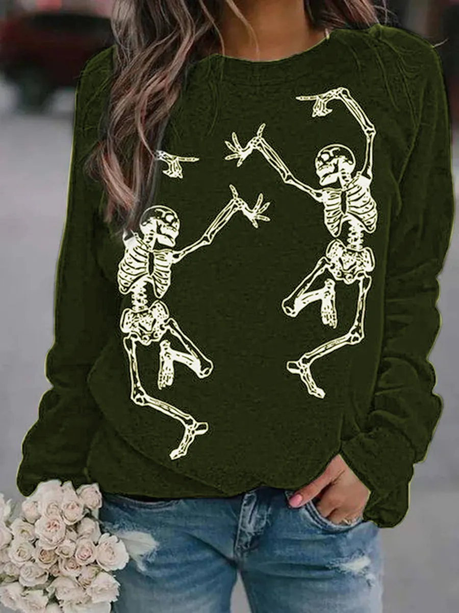 Fashion Halloween Funny Print Loose Pullover Sweatshirt