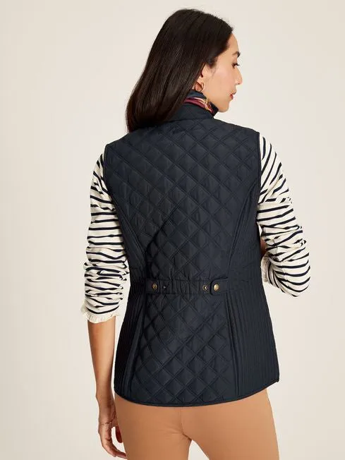 Joules Minx Showerproof Diamond Quilted Gilet - Navy Blue