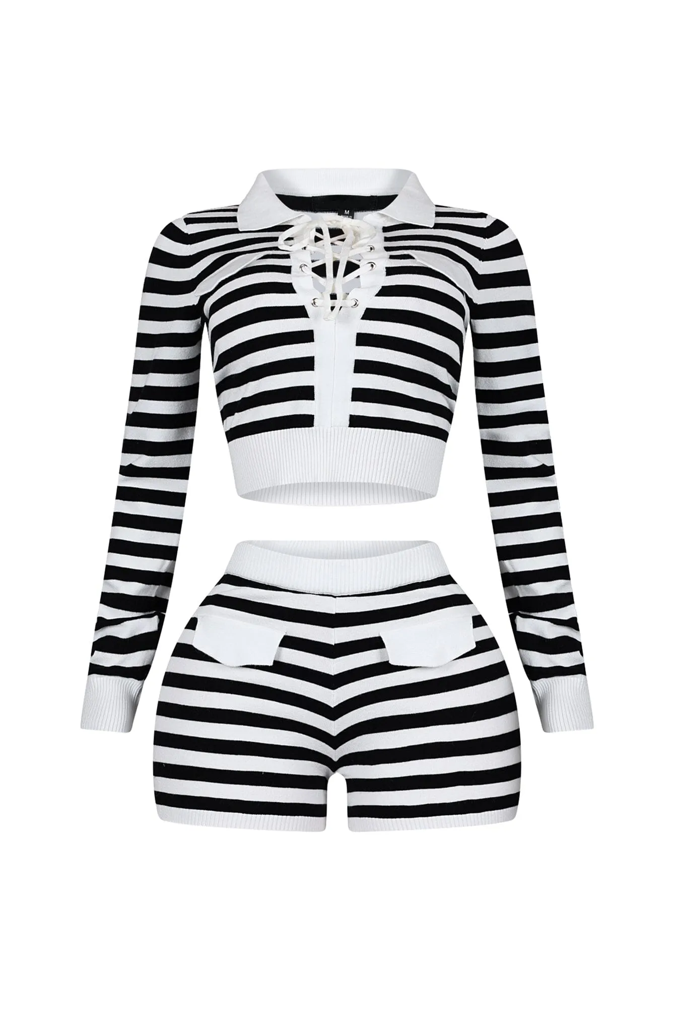 Kai Striped Sweater Top & Shorts SET