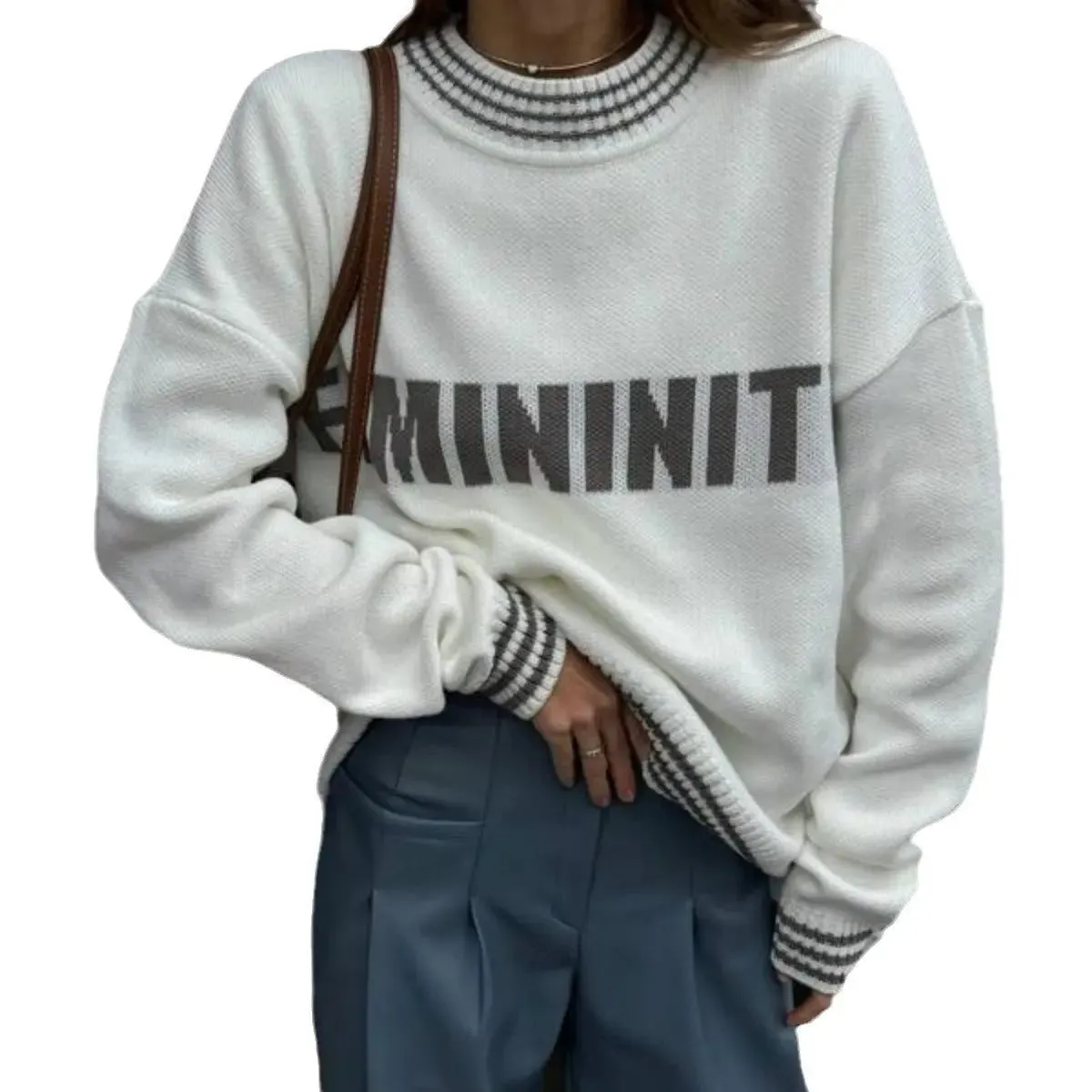 Knitted Sweater Sweater Round Neck Pullover Sweatshirt