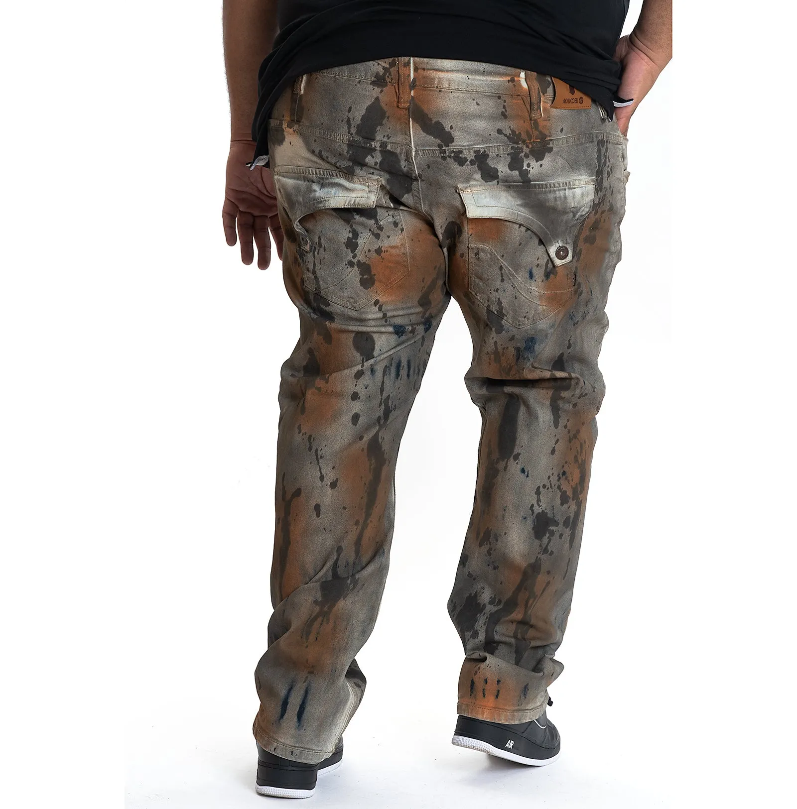 M1710 Makobi Paint Splatter Jeans - Brown