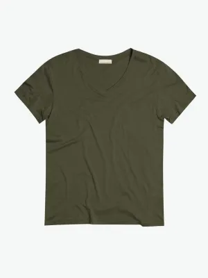 Modal Blend V-neck T-shirt Khaki