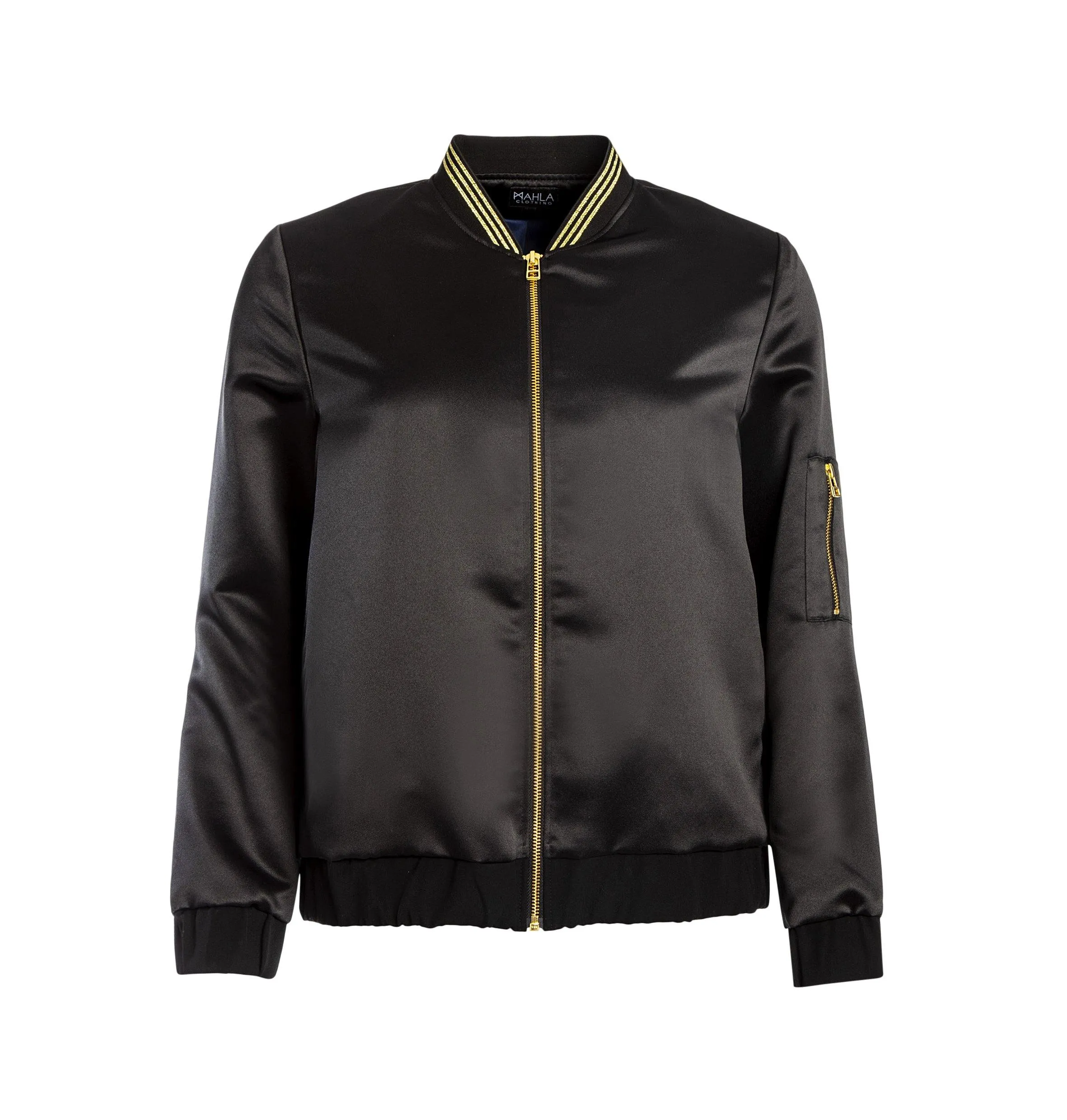 Panthera Bomber Jacket, Black Satin