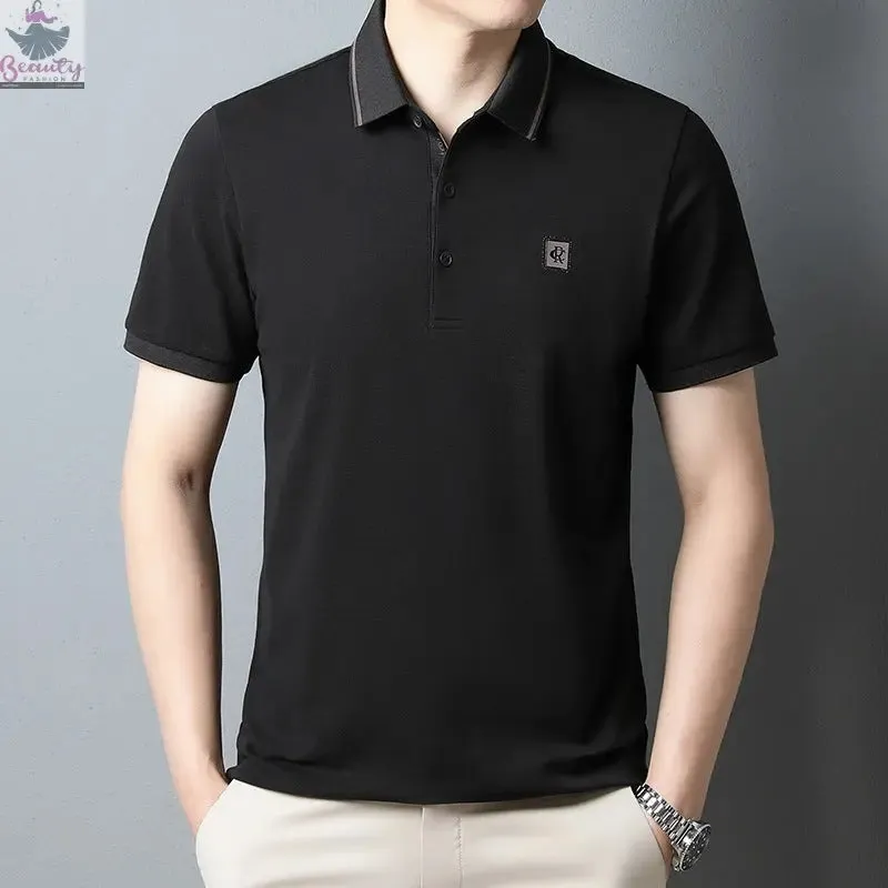 short sleeve polo  summer new stripe business casuall T-shirt men