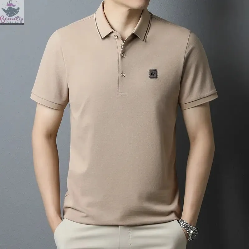 short sleeve polo  summer new stripe business casuall T-shirt men