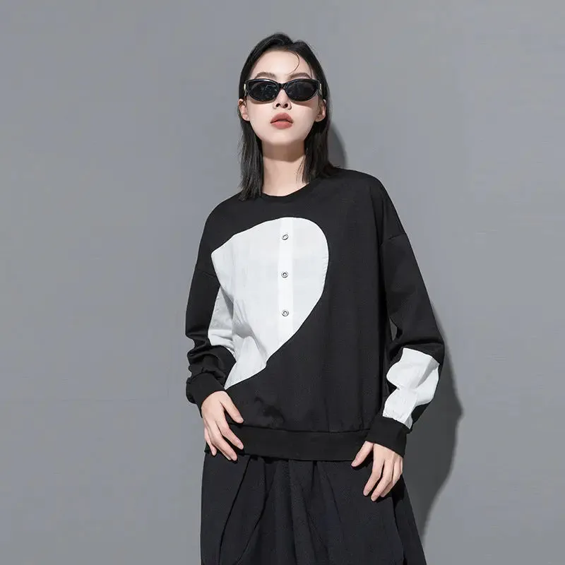 Splicing Semicircle Dark Series Loose-fitting Sweatshirt