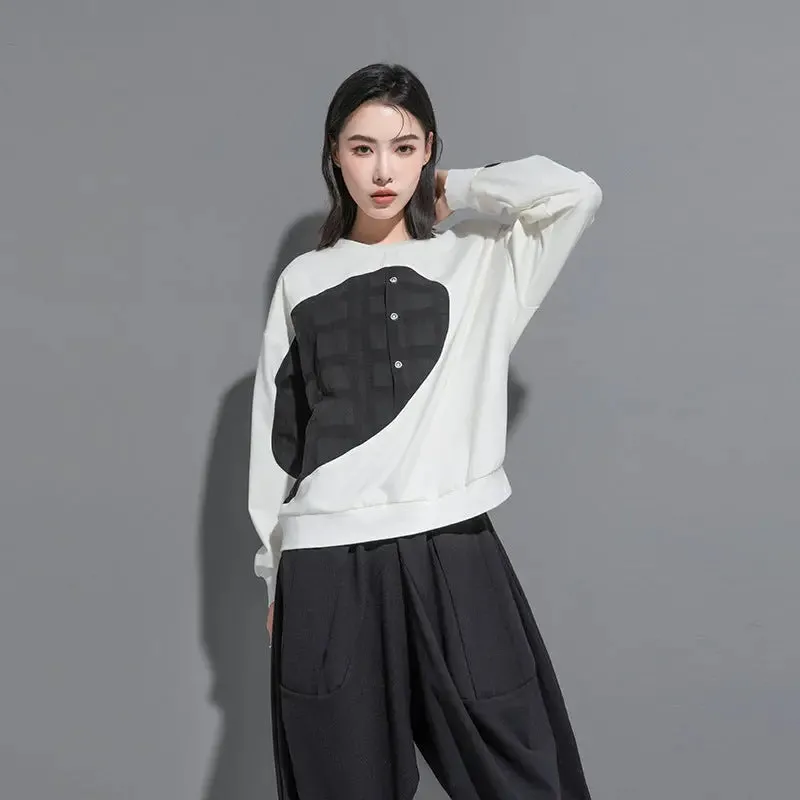 Splicing Semicircle Dark Series Loose-fitting Sweatshirt