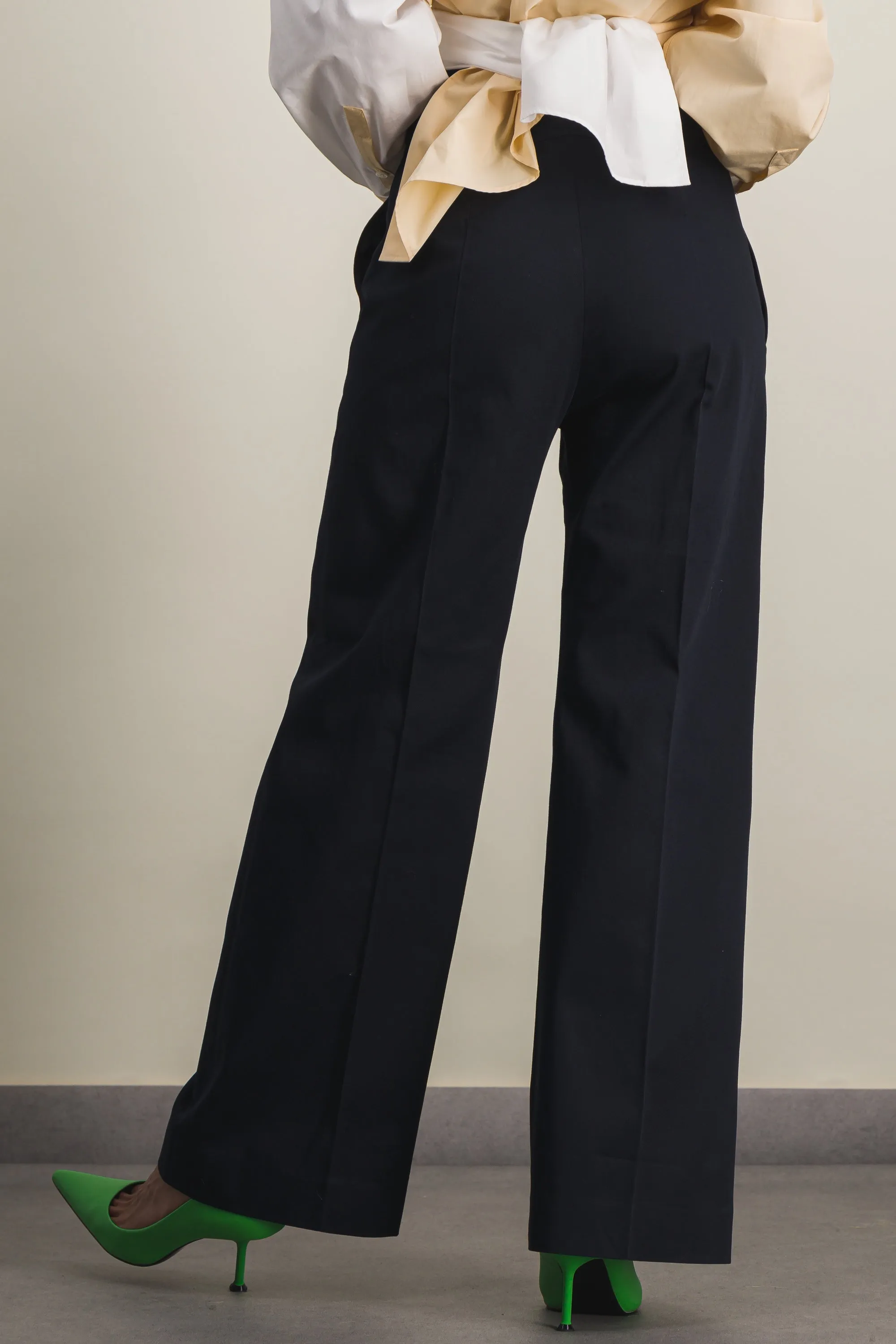 Straight leg tailored night blue organic coton pants