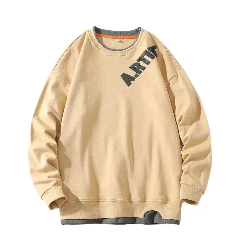 Two-piece Round Neck Sweater Loose Shoulders Sweatshirt