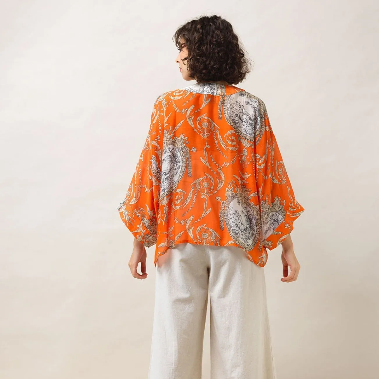 Valentine Orange Kimono - One Hundred Stars