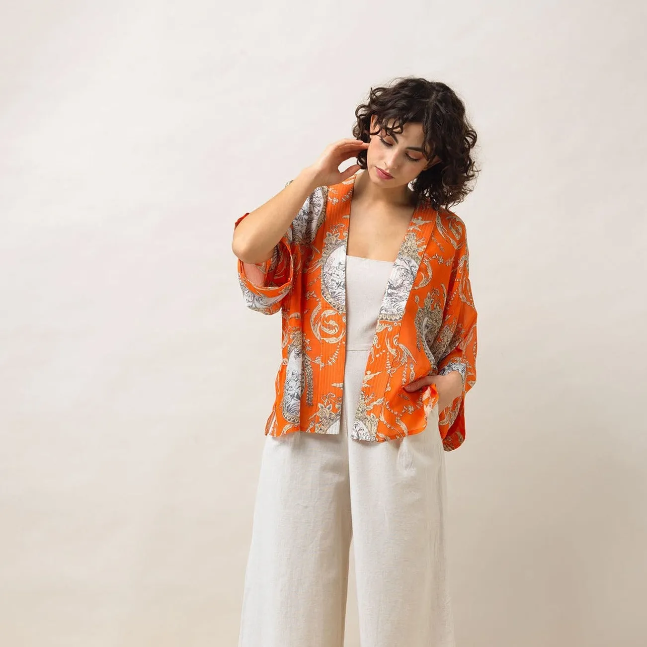 Valentine Orange Kimono - One Hundred Stars